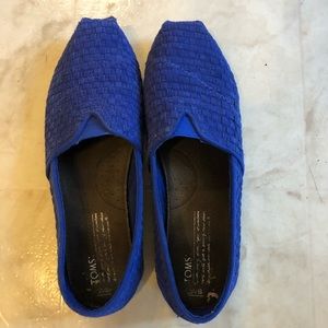 Cobalt blue faux sued woven Toms